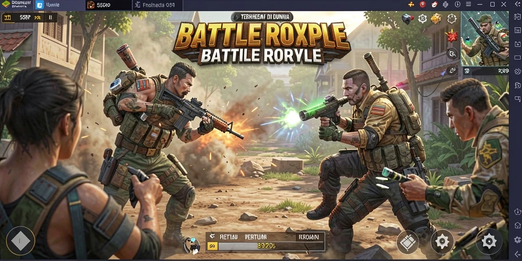 Tampilan gameplay 55RP yang mendebarkan dengan aksi pertarungan seru.