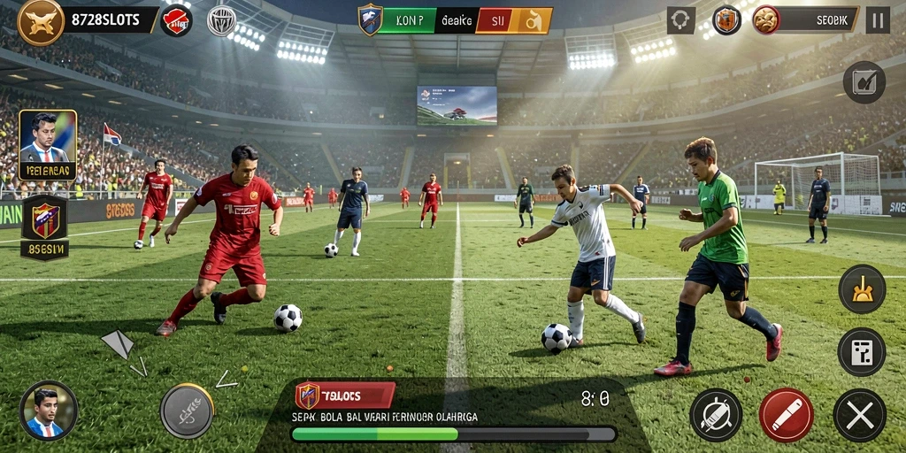 Tampilan gameplay 8728SLOTS yang memukau dalam permainan sepak bola.