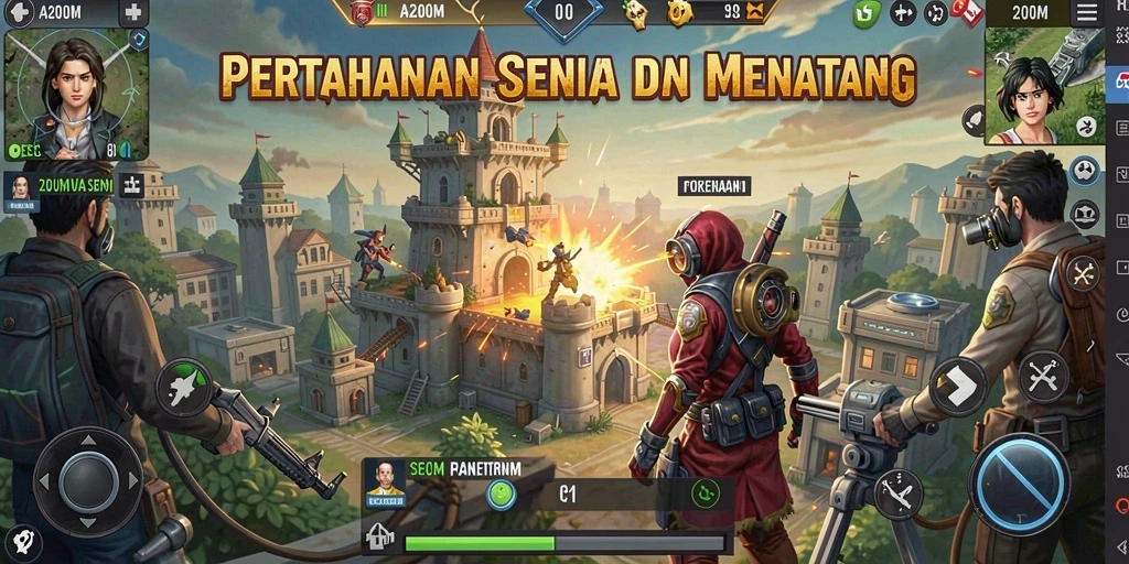 Tampilan gameplay A200M yang menegangkan dalam genre Tower Defense.
