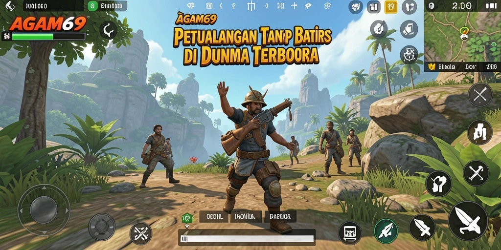 Screenshot gameplay AGAM69 menampilkan kebebasan eksplorasi dunia terbuka.