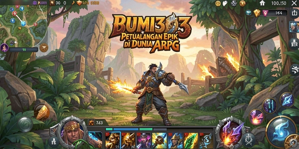 Tampilan aksi mendebarkan dalam gameplay ARPG BUMI303.