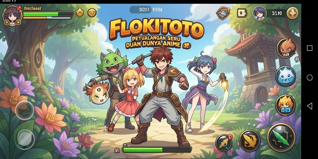 Screenshot gameplay menunjukkan karakter anime yang penuh aksi dalam pertempuran.