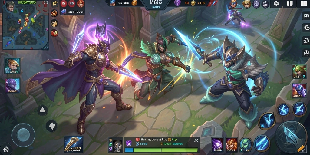 Gameplay HEBAT303 yang seru dalam pertempuran MOBA.