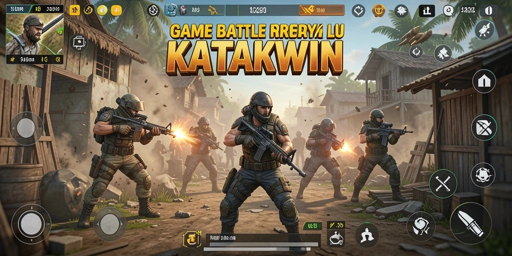 Screenshot KATAKWIN menampilkan momen mendebarkan dalam permainan Battle Royale.