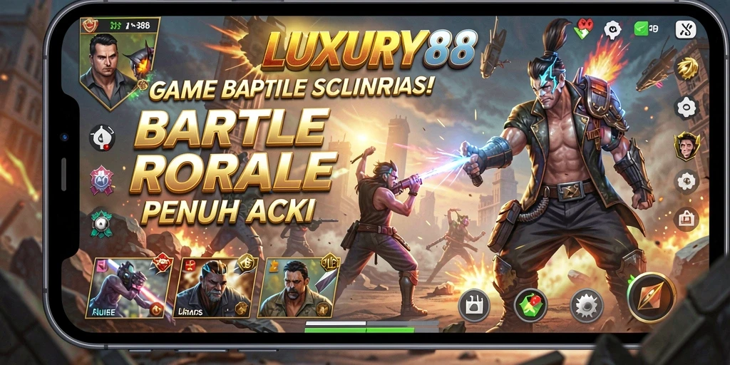 Tangkapan layar gameplay LUXURY88 dengan aksi Battle Royale yang seru.