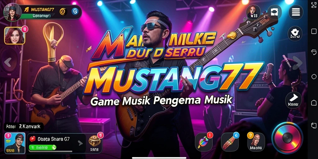 Tampilan gameplay seru di MUSTANG77 dengan irama musik yang mendebarkan.