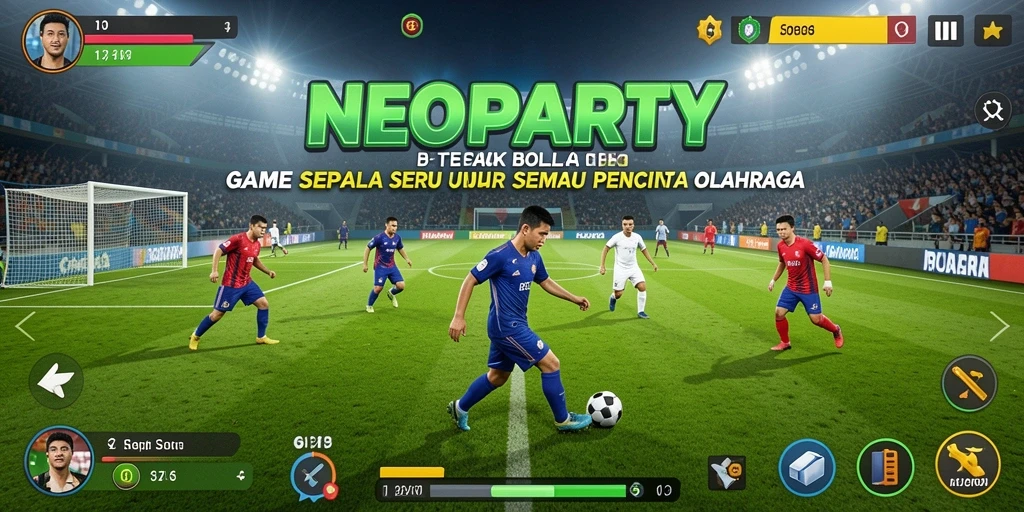 Tampilan gameplay menarik di NEOPARTY dengan aksi sepak bola nyata.