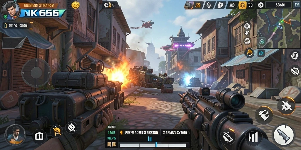 Tangkapan layar gameplay NK666 menunjukkan pertempuran strategis yang intens.