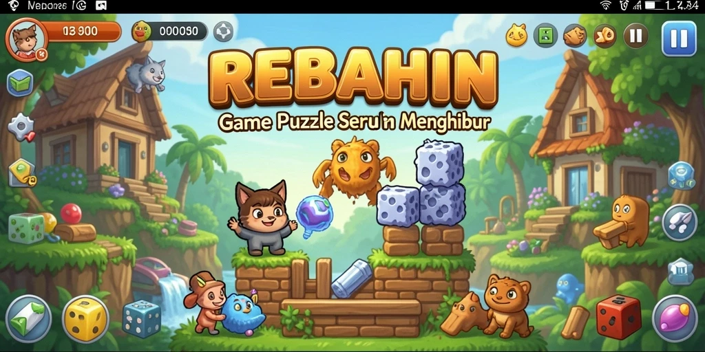 Tampilan gameplay REBAHIN dengan berbagai teka-teki menarik.