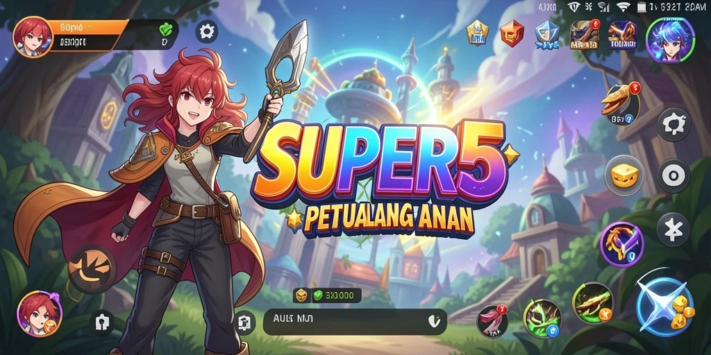 Tampilan menarik gameplay SUPER5 dengan karakter Anime yang dinamis.