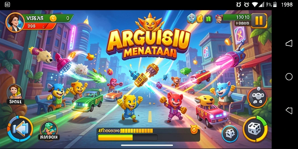 Tampilan gameplay seru dari V98 yang menghadirkan tantangan menarik.