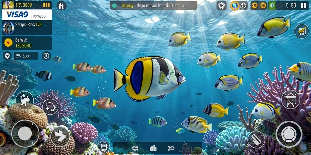 Gameplay menembak ikan yang seru dan penuh warna di VISA89.